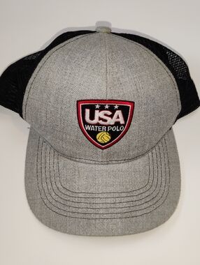USA Water Polo National Team Trucker Hat Snapback Cap Gray Black Mesh Olympic